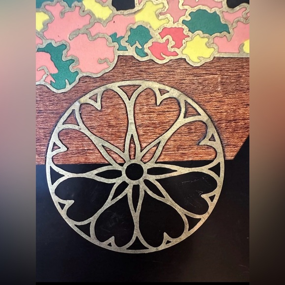 Vintage MCM Couroc of Monterey California Tray Flower Cart 18 x 12” - Picture 5 of 11